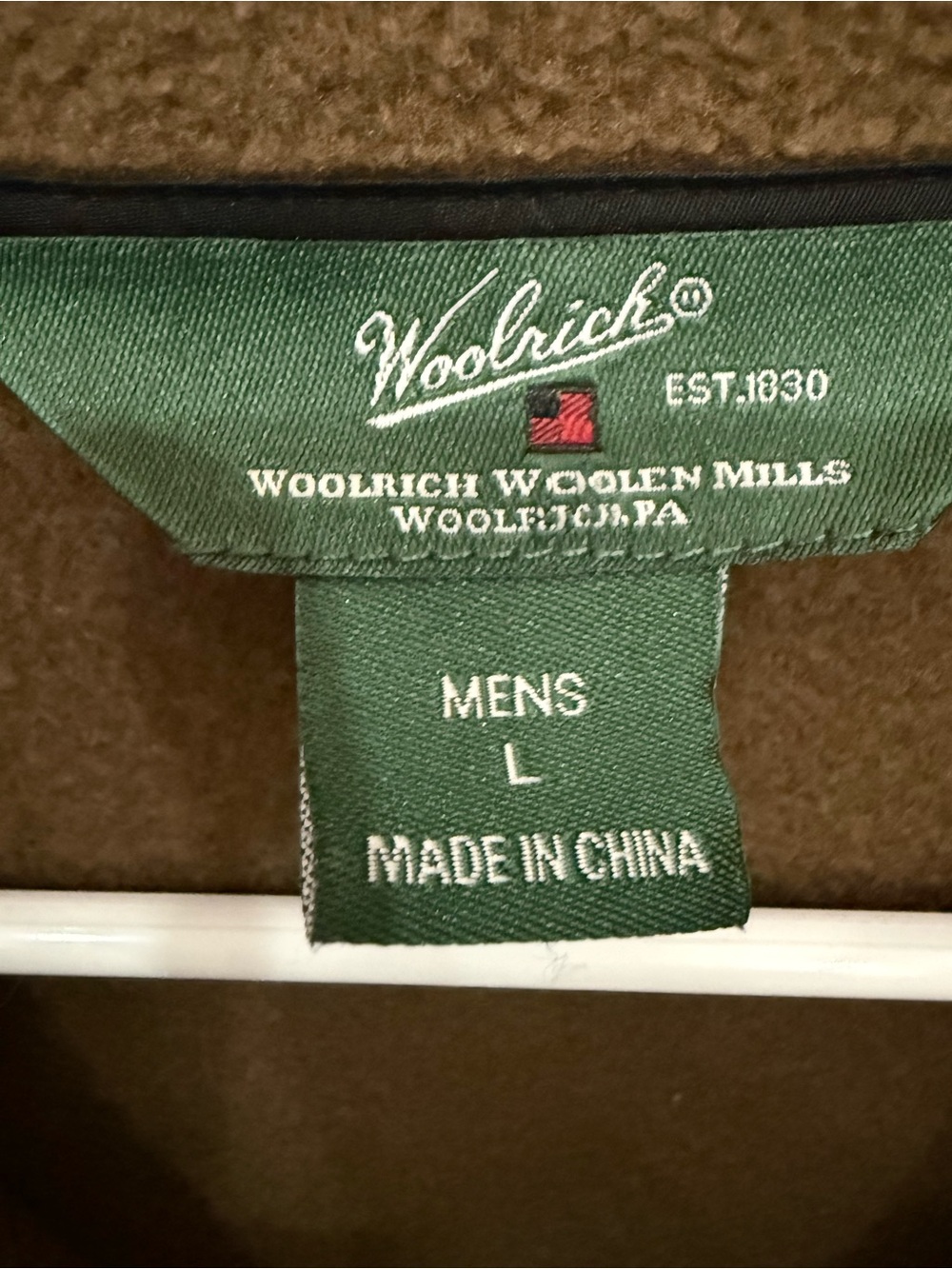 Woolrich Men’s L Brown Full Zip Fleece Jacket 100% Polyester Outdoor Pullover - Picture 3 of 4